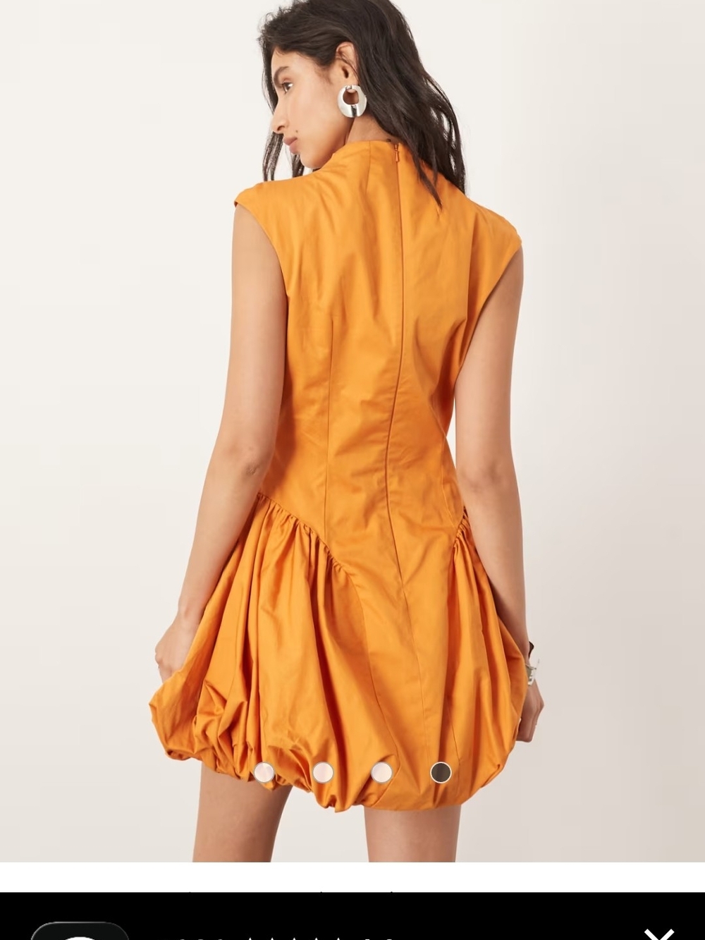 Women's Orange Balloon Hem Mini Dress - Picture 3 of 6